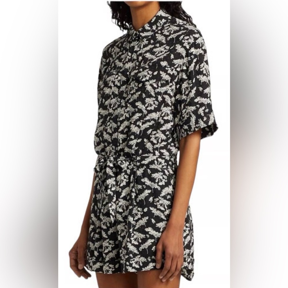rag & bone Surplus Floral Romper, Lightweight, Black & White, Size 0, EUC